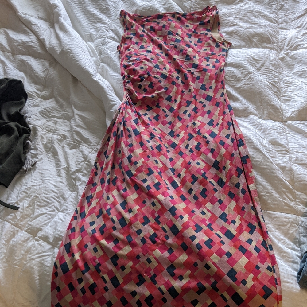 DVF multi pink peach dress